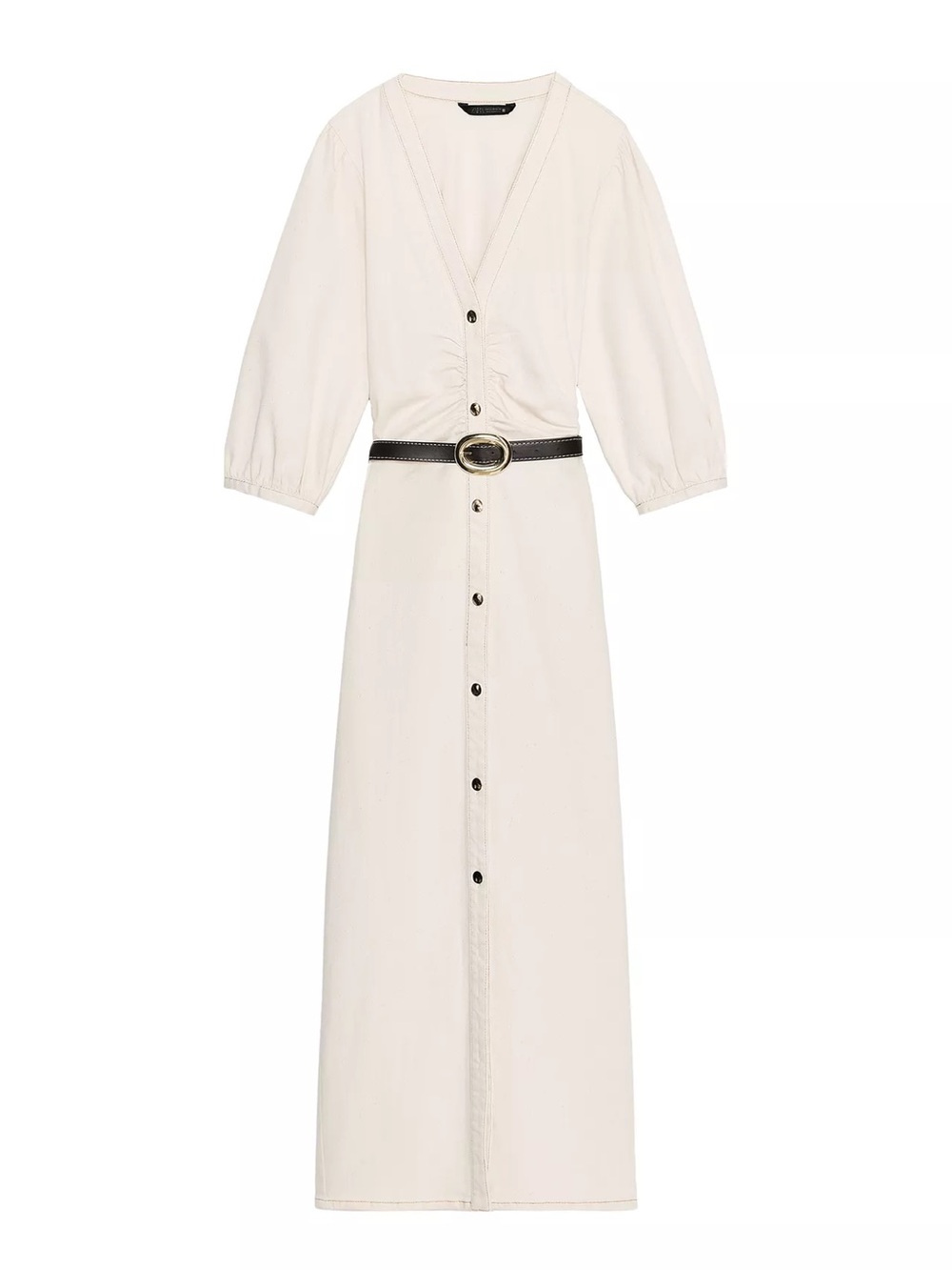 Zara belted dress with balloon sleeves